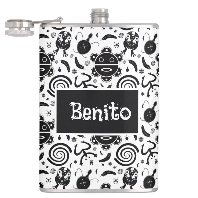 Taino Symbols Puerto Rico Culture Hip Flask (Opened)