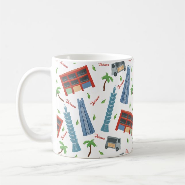 Taipei 101 Taiwan Seamless Pattern Classic Mug (Left)