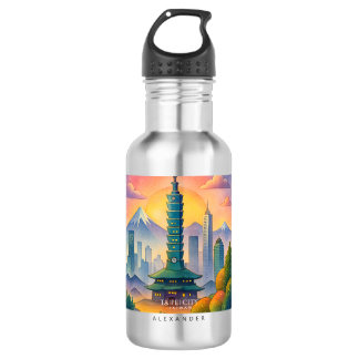 Taipei City Taiwan Skyline Watercolor 532 Ml Water Bottle