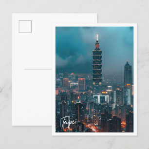 Taipei skyline at dusk Art travel famous place Postcard