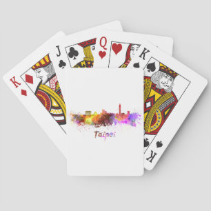 Taipei skyline in watercolor playing cards