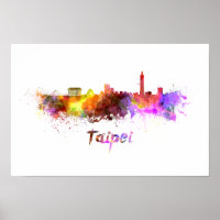 Taipei skyline in watercolor