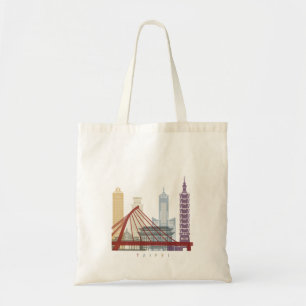Taipei skyline poster tote bag