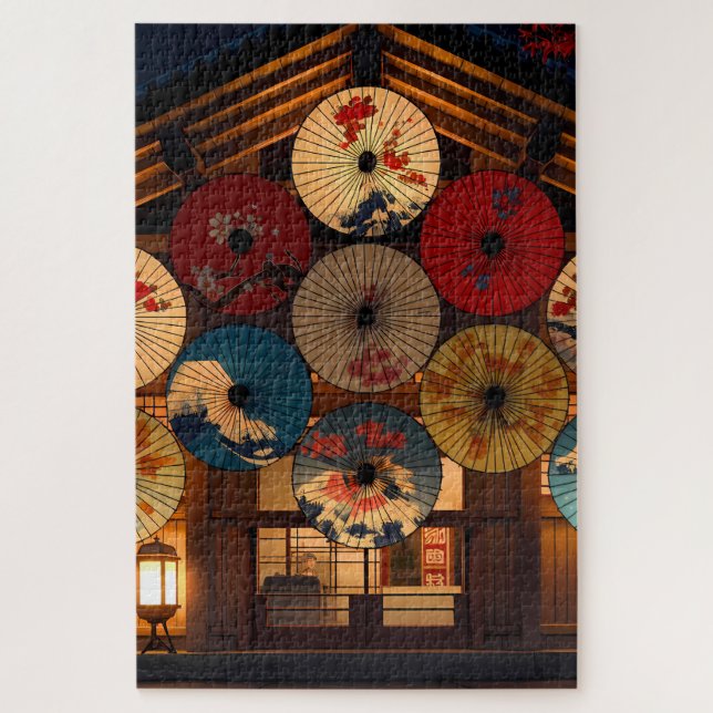 Taisho Romantic Night with Painted Wagasa Jigsaw Puzzle (Vertical)