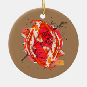 Taisho Sanke Koi Fish Japanese Nishikigoi Fish Ceramic Ornament