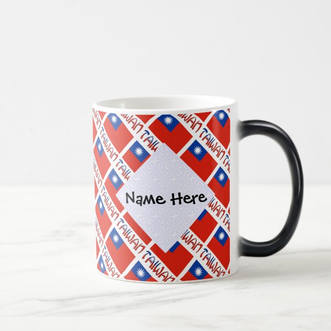 Taiwan and Taiwanese Flag Tiled Personalized  Magic Mug (Right)