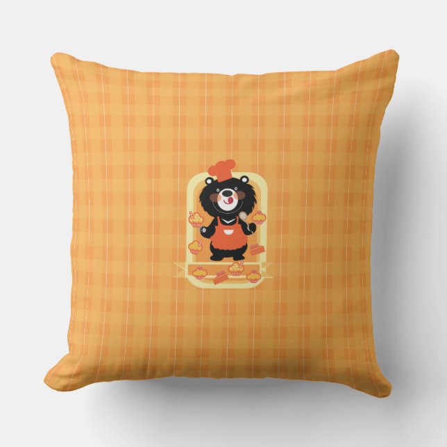 Taiwan black bear bake cakes throw pillow (Front)