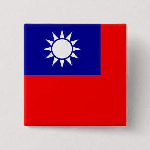 taiwan flag 2 inch square button