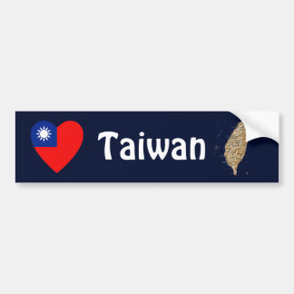 Taiwan Flag Heart + Map Bumper Sticker