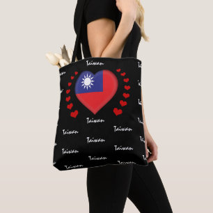 Taiwan Flag & Heart, Taiwanese Flag fashion /sport Tote Bag