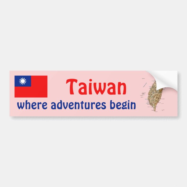 Taiwan Flag + Map Bumper Sticker (Front)