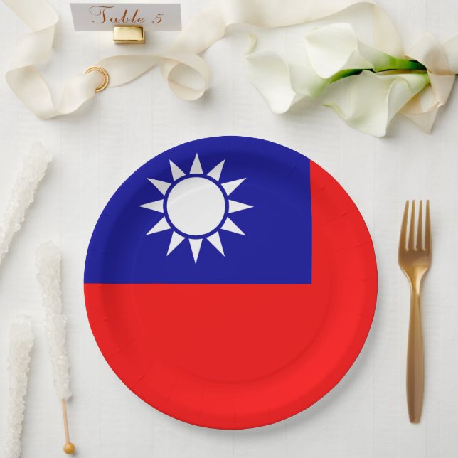 Taiwan Flag: Republic of China, Chinese Taipei Paper Plate (Wedding)