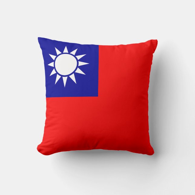Taiwan Flag Throw Pillow (Front)