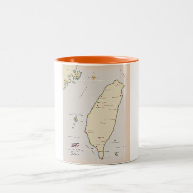 Taiwan Map Two-Tone Coffee Mug (Center)