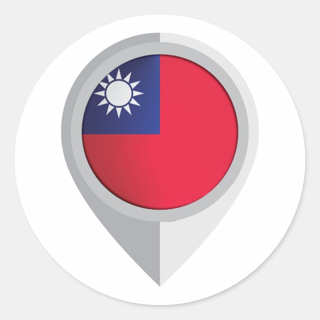 Taiwan Pin Location Flag Classic Round Sticker (Front)