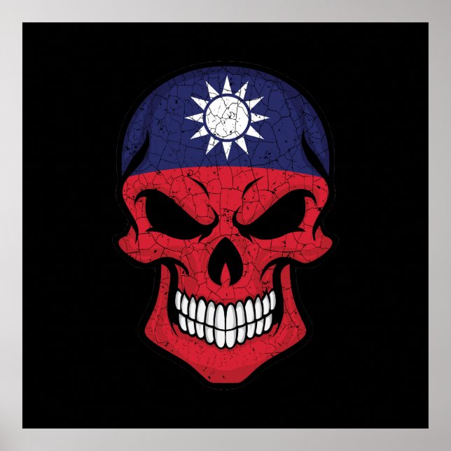 Taiwan Smiling Skull Flag Poster (Front)