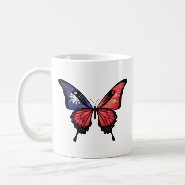 Taiwan Swallowtail Butterfly Flag Sticker Coffee Mug (Left)