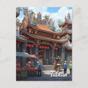 Taiwan Tainan Temple Travel Postcard
