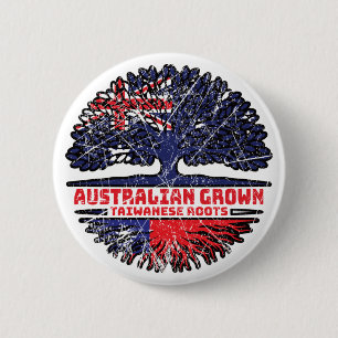 Taiwan Taiwanese Australian Australia Tree Roots 2 Inch Round Button