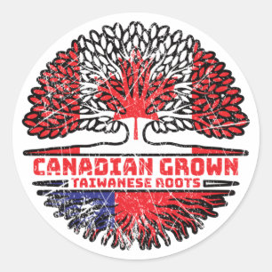 Taiwan Taiwanese Canadian Canada Tree Roots Flag Classic Round Sticker