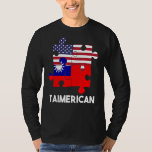 Taiwan Taiwanese Flag Proud America Puzzle Dna Mix T-Shirt