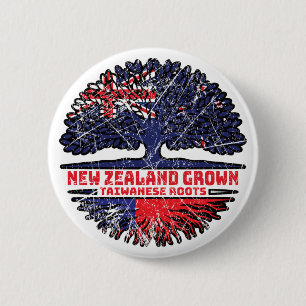 Taiwan Taiwanese New Zealander New Zealand Tree 2 Inch Round Button