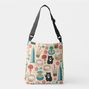 Taiwan Travel Icons Pattern Crossbody Bag