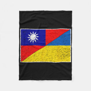 Taiwan Ukraine Flag Taiwanese Ukrainian Support 1  Fleece Blanket