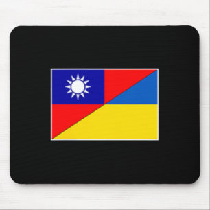 Taiwan Ukraine Flag Taiwanese Ukrainian Support Mouse Pad