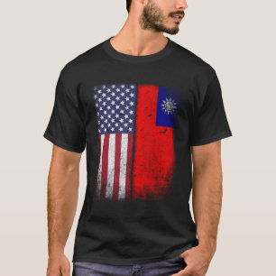 Taiwan Usa Taiwanese American Flag Pride T-Shirt