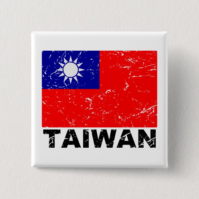 Taiwan Vintage Flag 2 Inch Square Button (Front)