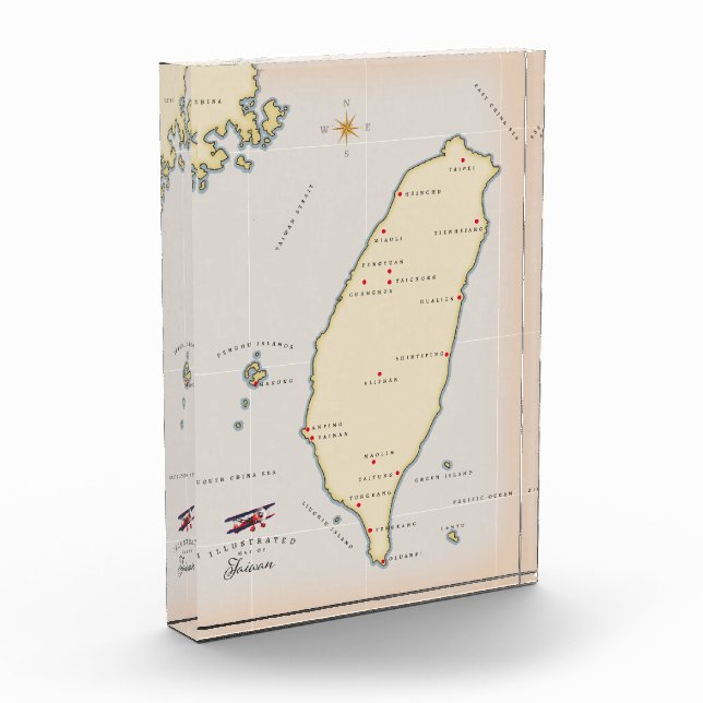 Taiwan Vintage Map Photo Block (Left)