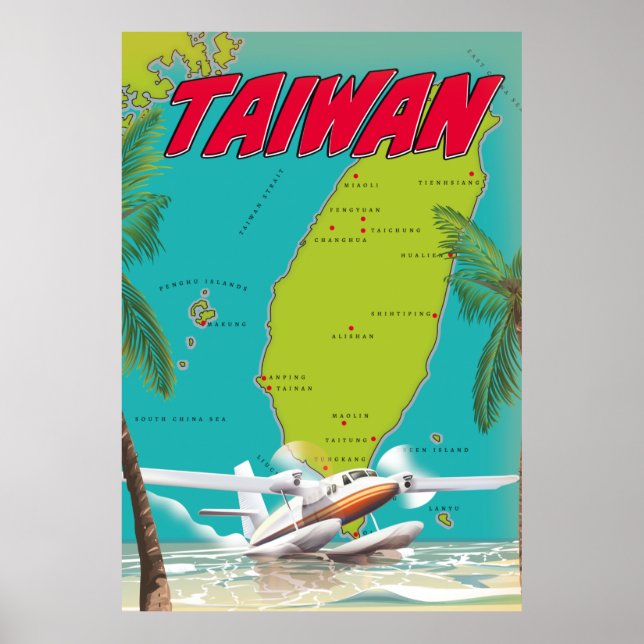 Taiwan Vintage Map Poster (Front)
