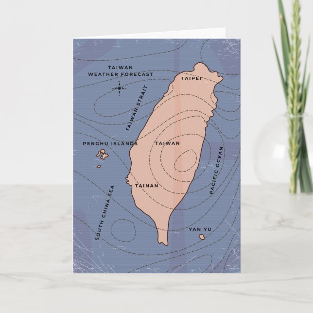 Taiwan Vintage style weather map Invitation (Front)