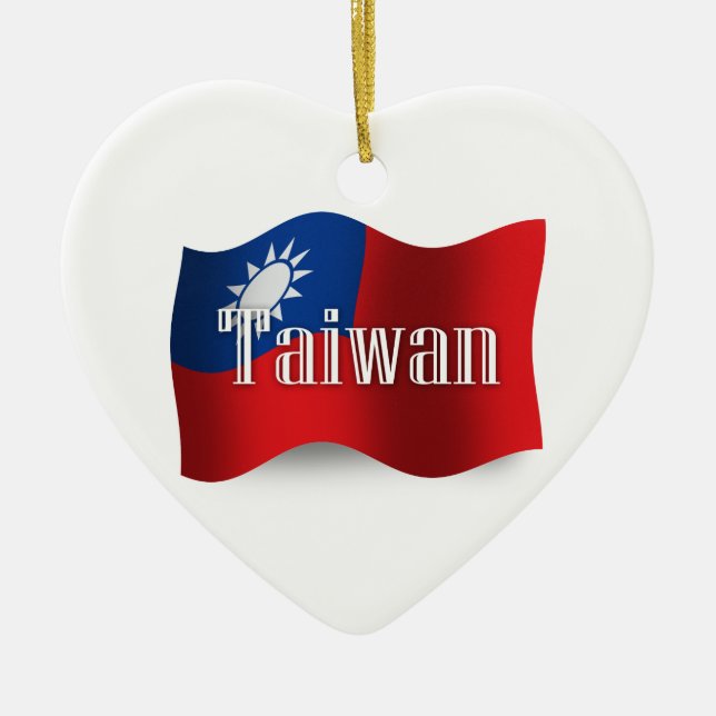 Taiwan Waving Flag Ceramic Ornament (Front)