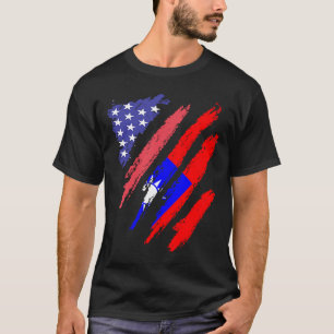 Taiwanese American Patriot Grown Heart Flag Stripe T-Shirt