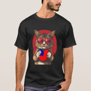 Taiwanese Flag Cat Taiwan Taiwanese Roots Taiwanes T-Shirt