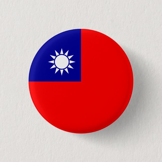 Taiwanese Flag, Flag of Taiwan 1 Inch Round Button (Front)