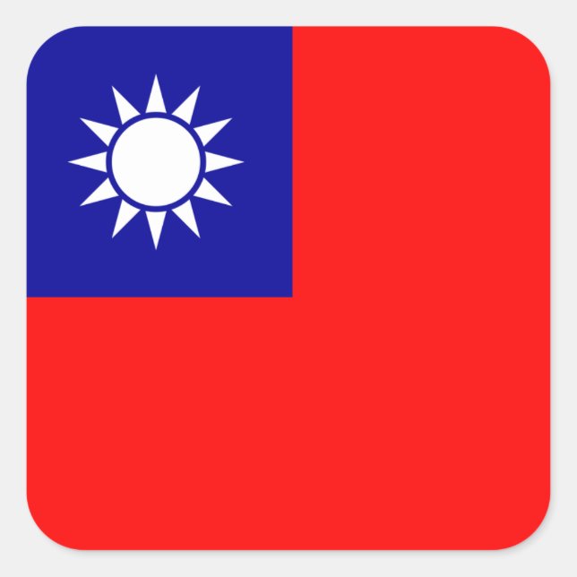 Taiwanese Flag, Flag of Taiwan Square Sticker (Front)