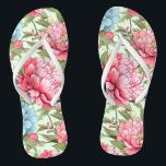 Taiwanese Peonies Flip Flops<br><div class="desc">Romantic illustration from Taiwanese peonies in pastel pink,  blue and mint green</div>