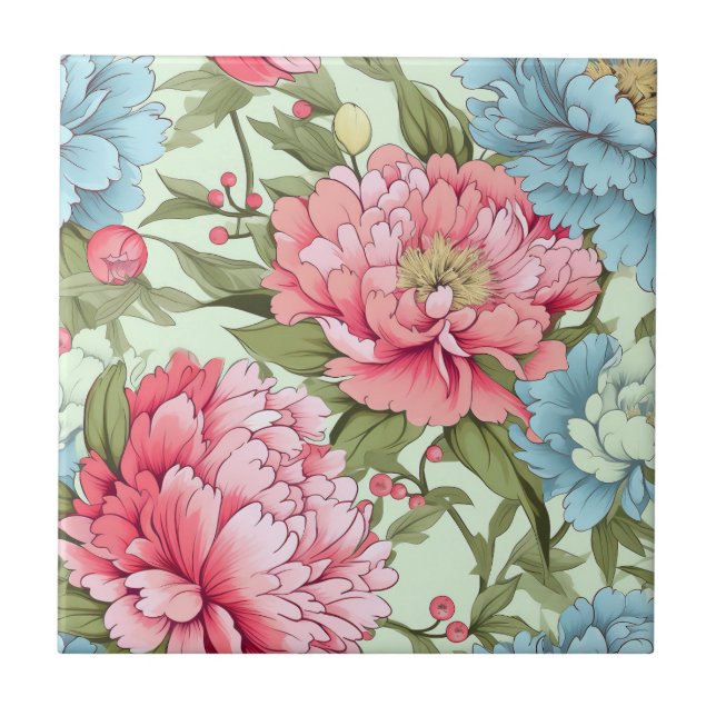 Taiwanese Peonies Tile (Front)