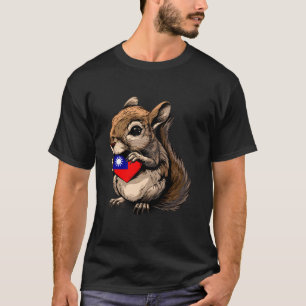 Taiwanese Pride Taiwan Flag Squirrel Heart Taiwane T-Shirt