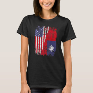 Taiwanese Roots Half American Flag Usa Taiwan Flag T-Shirt