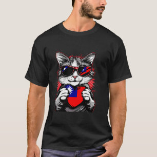 Taiwanese Roots Taiwanese Pride Taiwanese Flag Cat T-Shirt