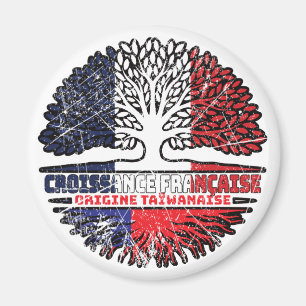 Taiwanese Taiwan French France Tree Roots Flag Magnet