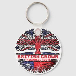 Taiwanese Taiwan Uk United Kingdom British Tree Keychain
