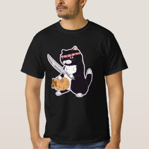 Taiyaki Samurai Cat with Fish, Sushi Cat T-Shirt