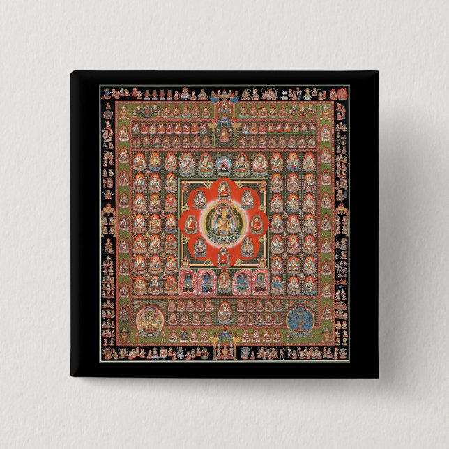 Taizokai Mandala 2 Inch Square Button (Front)