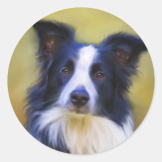 Taj - Border Collie Art Classic Round Sticker