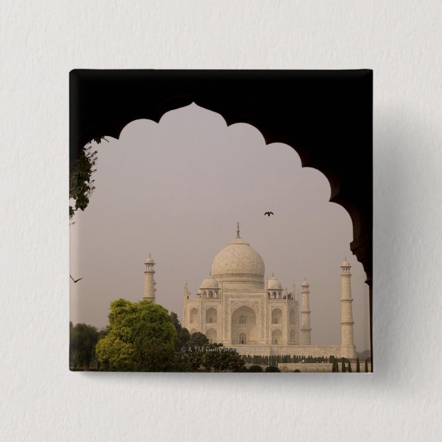 Taj Mahal, Agra, Uttar Pradesh, India 2 2 Inch Square Button (Front)
